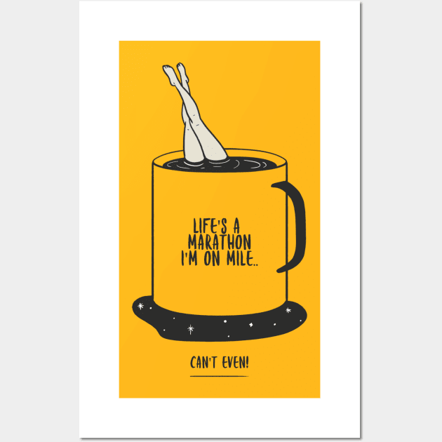 Life's A Marathon Coffee Humour Wall Art by UrbanPrintCollective